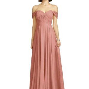 NWT Dessy Collection Vivian Diamond Desert Rose Pink Bridesmaid Dress
